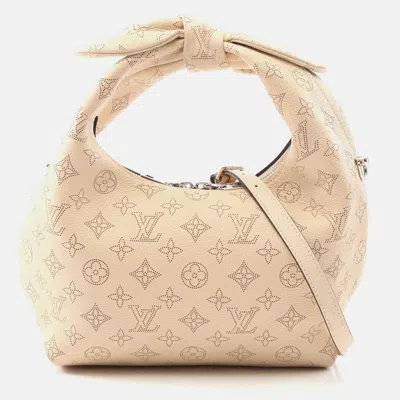 Pre-owned Louis Vuitton Why Not Pm Shoulder Handbag Mahina Leather Beige In Sand