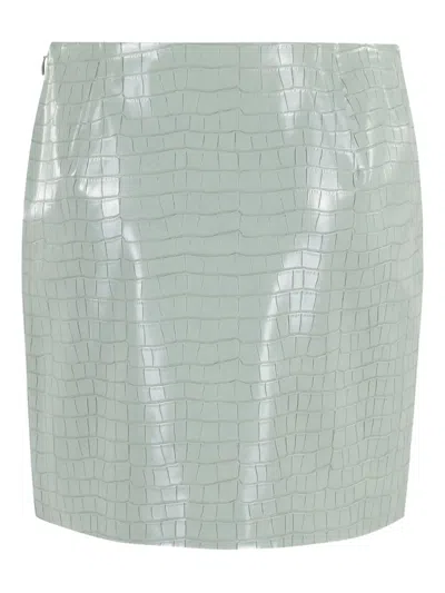Isabelle Blanche Crocodile-effect Mini Skirt In Green