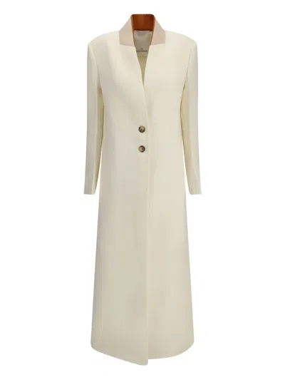 Di Stavnitser Contrast-collar Button Coat In Neutral