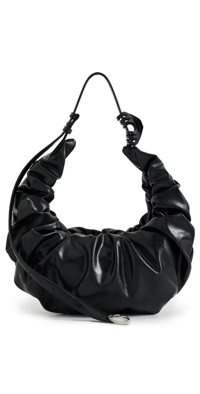 Diesel Grab-d L-large Scrunched Hobo Bag In Shiny Pu In Black