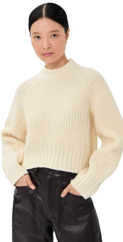 Co Wool-blend Crewneck Cropped Sweater In White