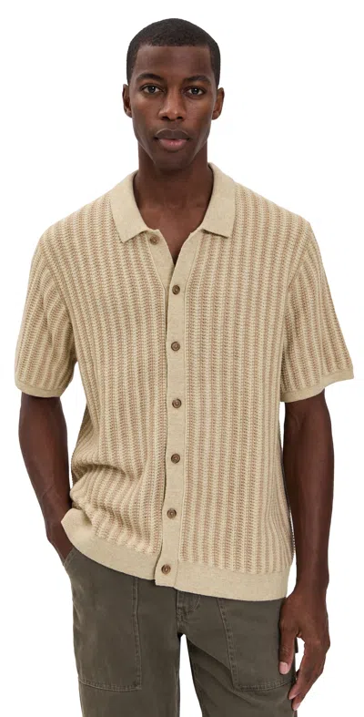 Marine Layer Graham Sweater Button Down Taupe In Brown