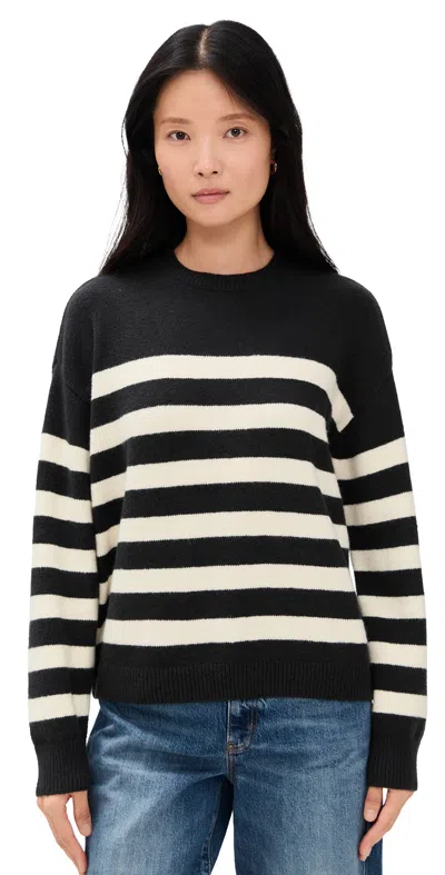 Daze Carlyle Sweater Black Ivory Stripe In Multi
