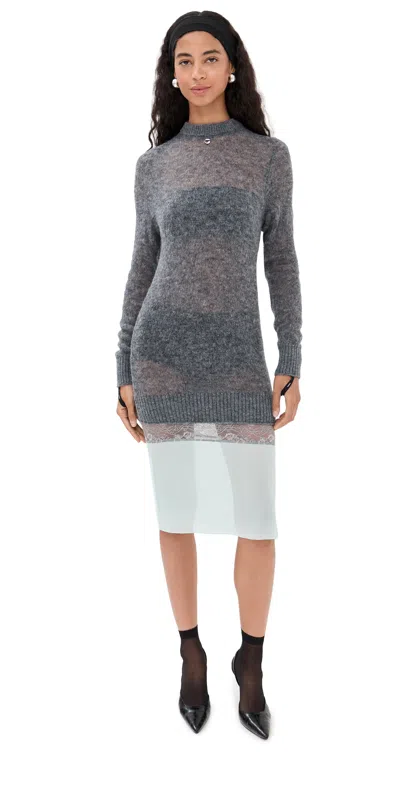 Coperni Multi Layer Pullover Wool Dress In Gray