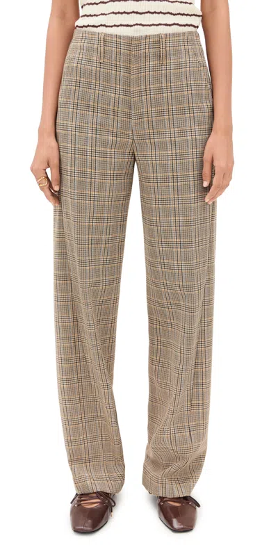 Rag & Bone Shea Plaid Pants Tan Multi In Brown