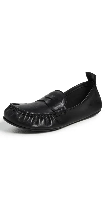 Acne Studios Penny-slot Leather Loafers In Black