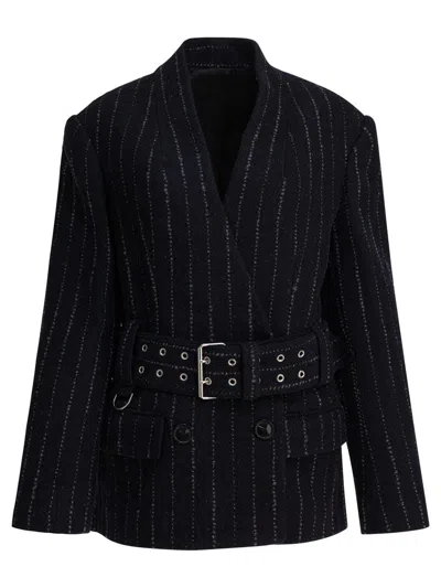 Isabel Marant Fyma Chalk Stripe Virgin Wool Blazer In Black