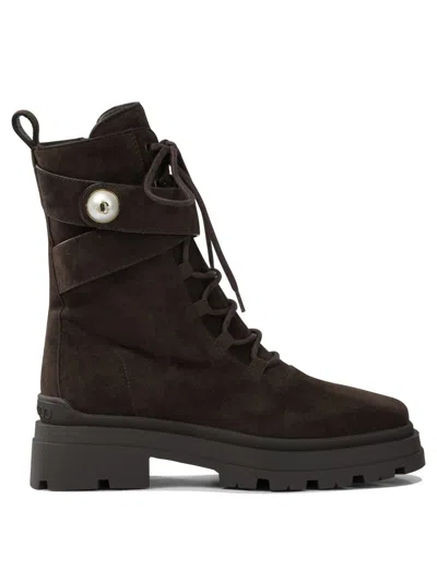 Jimmy Choo Dark Brown Noemi Combat Boots In Brown