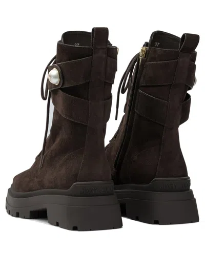 Jimmy Choo Dark Brown Noemi Combat Boots In Brown