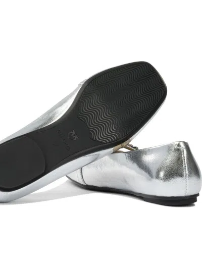Pinko Metallic Ballerinas In Silver