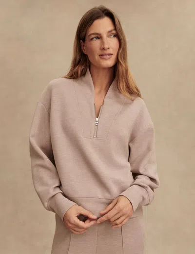 Varley Doublesoft Davidson Quarter-zip Sweatshirt In Neutral