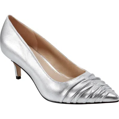 Marc Fisher Ltd Paria Pointed Toe Kitten Heel Pump In Silver
