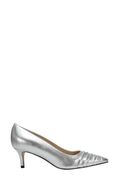 Marc Fisher Ltd Paria Pointed Toe Kitten Heel Pump In Silver