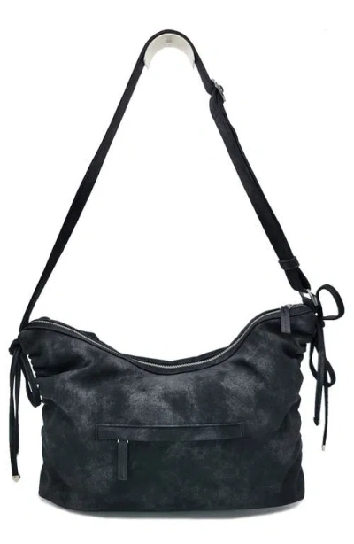 Oryany Rusty Large Distressed Canvas Shoulder Bag In Black