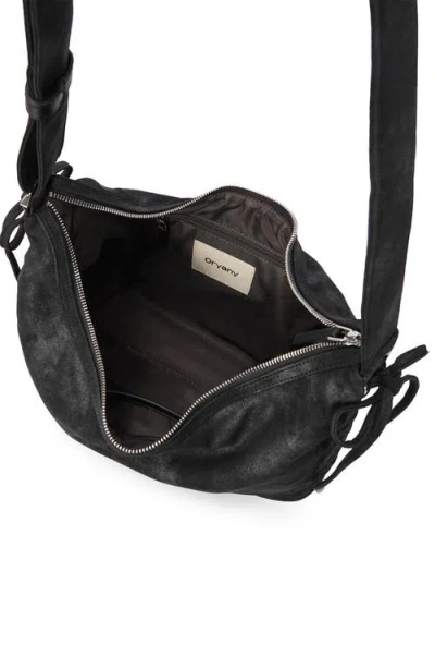 Oryany Rusty Large Distressed Canvas Shoulder Bag In Black