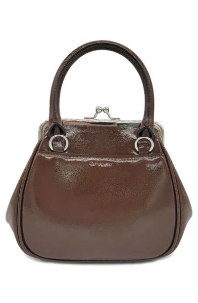Oryany Mini Lace-up Patent Leather Top-handle Bag In Camel Brown