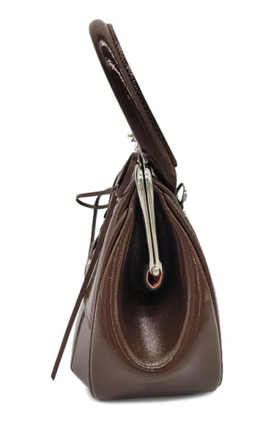 Oryany Mini Lace-up Patent Leather Top-handle Bag In Camel Brown