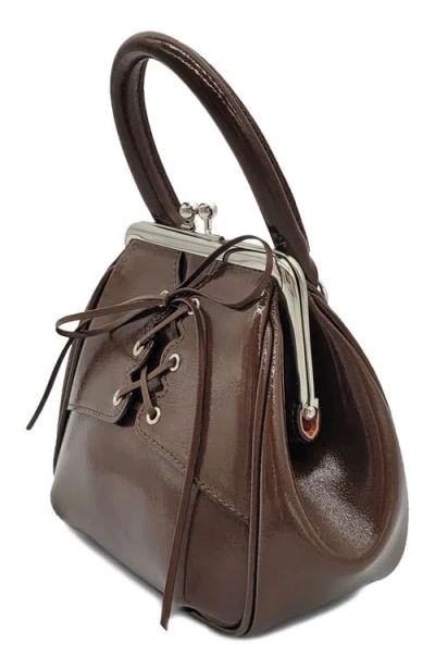 Oryany Mini Lace-up Patent Leather Top-handle Bag In Camel Brown