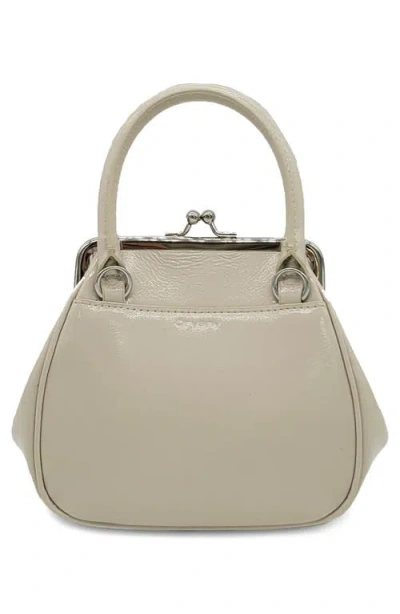 Oryany Mini Lace-up Patent Leather Top-handle Bag In Ivory