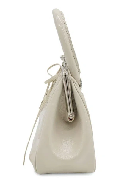 Oryany Mini Lace-up Patent Leather Top-handle Bag In Ivory