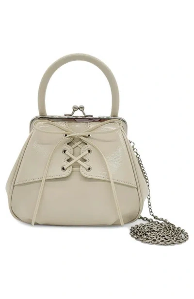 Oryany Mini Lace-up Patent Leather Top-handle Bag In Ivory
