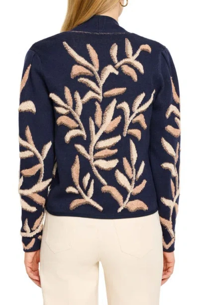 Nic + Zoe Nic+zoe Midnight Fern Tufted Knit Jacket In Multi