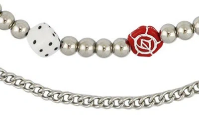 Rebl Y2k Layered Charm Necklace In Silver