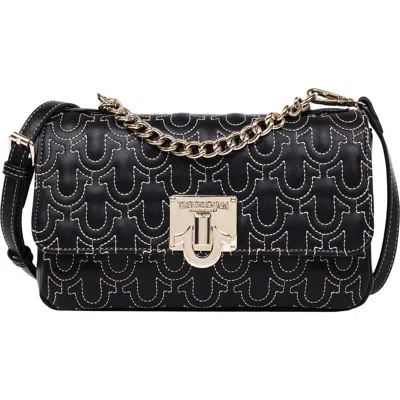 True Religion Horseshoe Quilted Flap Shoulder Bag In Black