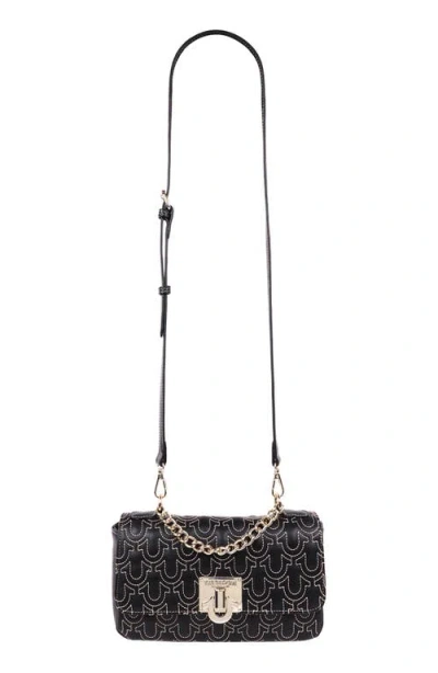 True Religion Horseshoe Quilted Flap Shoulder Bag In Black