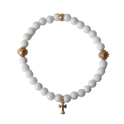 Chrome Hearts Cross Pendant Bead Bracelet Gold