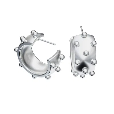 Bad Without Reason Women's Rivet Riot Huggie Earrings - Sterling Silver