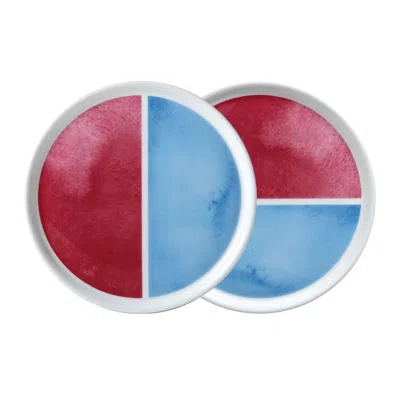 Twig New York Red Reve - Rose - Set Of Two Plates In Red