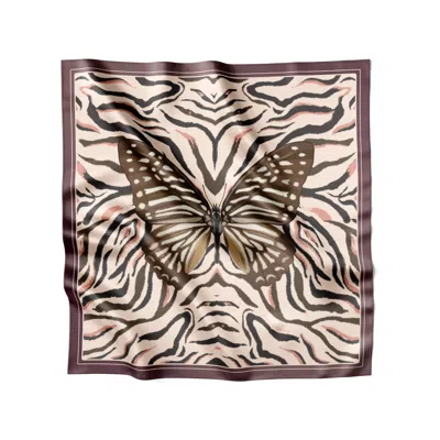 Lamberty Munich X Katchmagic London Women's Neutrals Spotted Zebra Midi Silk Scarf