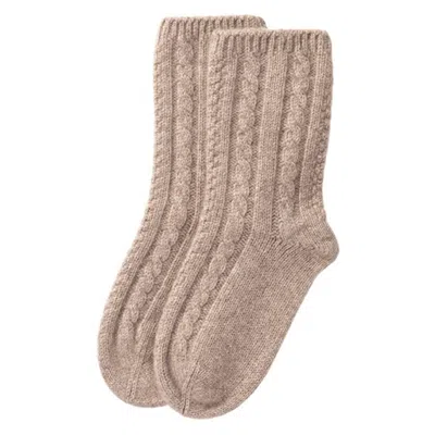 Kinalba Neutrals Ladies Taupe Cable Cashmere Bed Socks In Brown