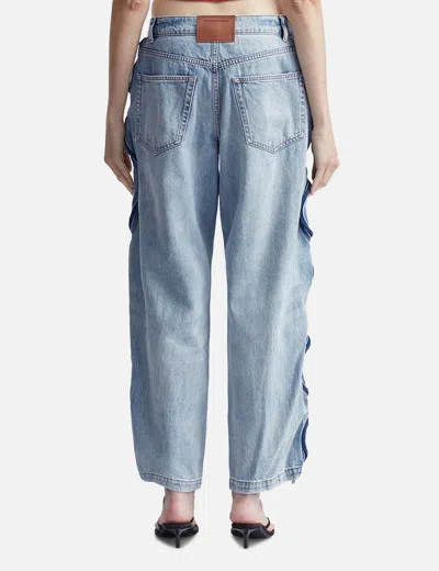 Alexander Wang T Bleach Blue Denim And Mesh Zipper Pants In Blue