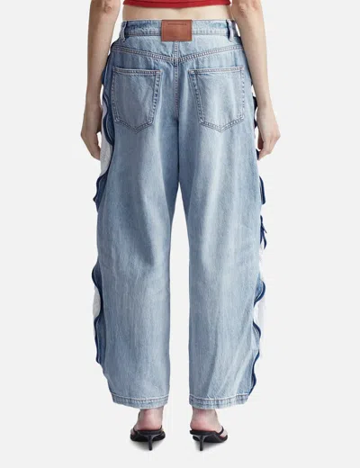 Alexander Wang T Bleach Blue Denim And Mesh Zipper Pants In Blue