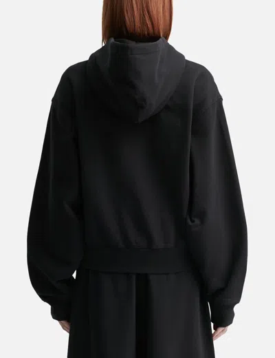 Alexander Wang T Cotton Terry Hoodie With Crystal Hotfix Drawcord In Black