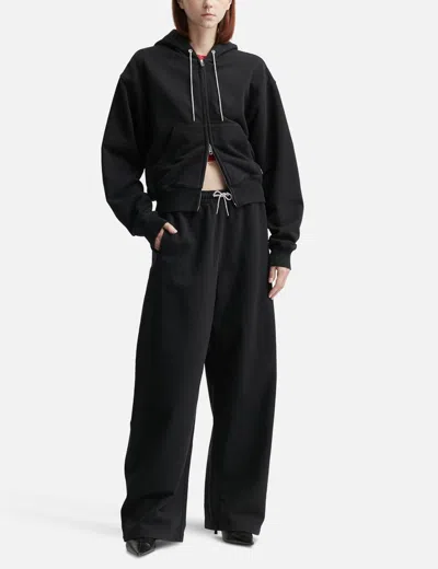 Alexander Wang T Cotton Terry Hoodie With Crystal Hotfix Drawcord In Black