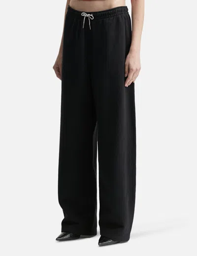 Alexander Wang T Cotton Terry Sweatpant With Crystal Hotfix Drawcord In Black