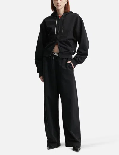 Alexander Wang T Cotton Terry Sweatpant With Crystal Hotfix Drawcord In Black