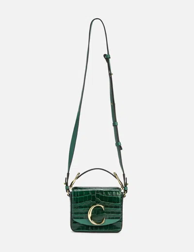 Chloé C Calfskin Croco Mini Bag In Green