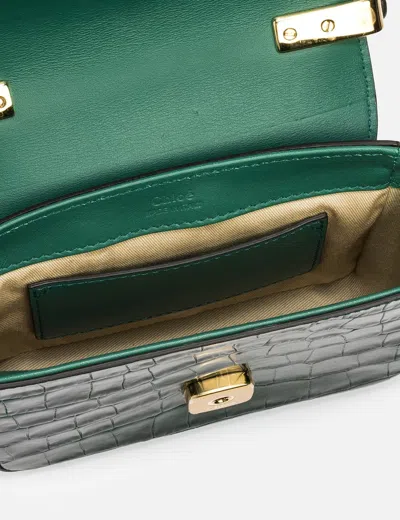 Chloé C Calfskin Croco Mini Bag In Green