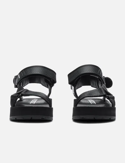 Prada Logo Strap Platform Sandals In Black