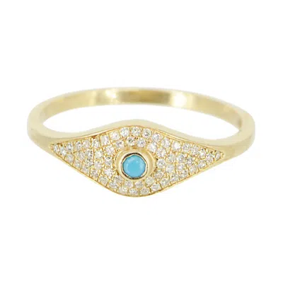Kamaria Women's Gold Evil Eye Ring With Turquoise & Diamonds In Gold