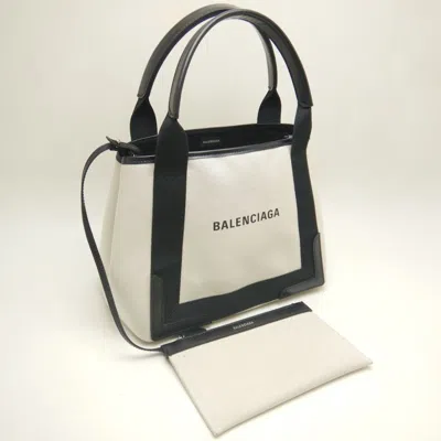 Pre-owned Balenciaga Black Ivory Canvas Leather Tote Bag ()