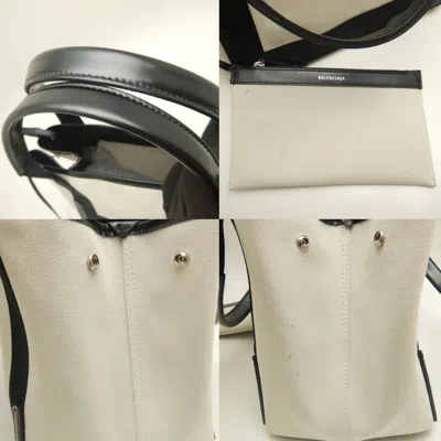 Pre-owned Balenciaga Black Ivory Canvas Leather Tote Bag ()