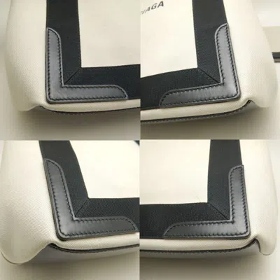 Pre-owned Balenciaga Black Ivory Canvas Leather Tote Bag ()