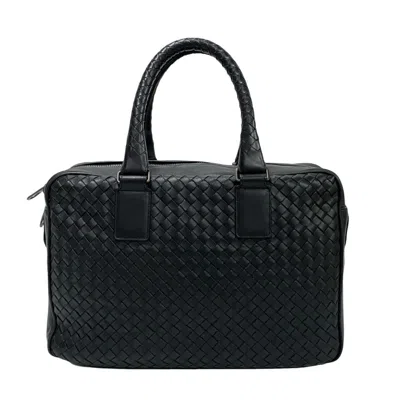Pre-owned Bottega Veneta Black Leather Boston Bag Handbag Tote Bag ()