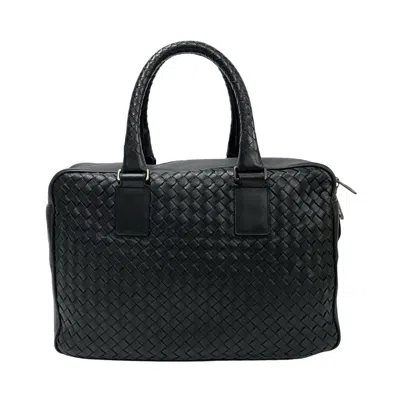 Pre-owned Bottega Veneta Black Leather Boston Bag Handbag Tote Bag ()