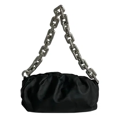 Pre-owned Bottega Veneta Black Silver Leather Handbag Pouch Shoulder Bag ()